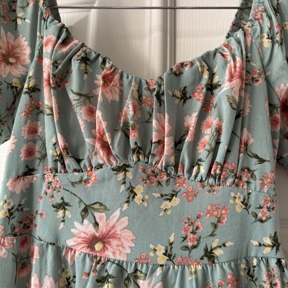 Womens Small Floral Milkmaid Dress Cottagecore Boho Coquette Soft Girl Style - Picture 4 of 16